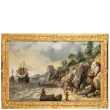 Adam Willaerts, Veduta costiera con navi alla fonda e figure, oil on canvas