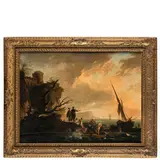 Veduta di costa mediterranea by Charles François Lacroix de Marseille, oil on canvas, offered Jun 2022