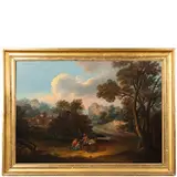 Giuseppe Roncelli, Paesaggio con il riposo nella fuga in Egitto, oil on canvas