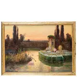 Enric Serra Auqué, Barcellona, 1859 - Roma, 1918 / Tramonto sulle paludi Pontine / Firmato Enrique Serra, Roma in basso a sinistra, oil on canvas