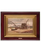 Ulvi Liegi, Livorno, 1858 - 1939 / Bilance a Bocca d'Arno / Firmato Ulvi Liegi e datato 1905 in basso a sinistra, oil on canvas