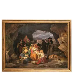 Johan Peter Raadsig, Copenaghen, 1806 - 1882 / Paesaggio romano con viandanti al riparo dal temporale / Monogramma P R e data Roma, 1845 in basso a sinistra, oil on canvas