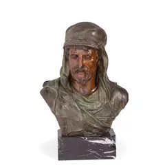 Vincenzo Cinque, Napoli 1882 - 1964 / Ritratto di donna orientale / Ritratto di uomo orientale / Firmato V Cinque sul retro, bronze