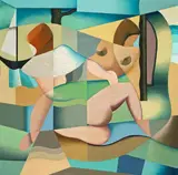 Rudolf Jahns, Frauen am Strand, 1928, Öl auf Leinwand