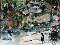 Romare Bearden, EDEN, Watercolor Painting & Collage