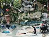 Romare Bearden, EDEN, Watercolor Painting & Collage