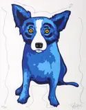 George Rodrigue, PURITY OF SOUL (BLUE DOG) Unique Hand Embellished, Serigraph