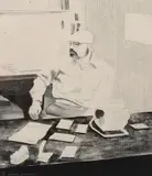 David Hockney, Sidney In His Office, Lithograph