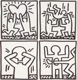 Keith Haring, DANCING, HEAD OFF, KICKING, Lithographs; CATCH