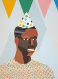 Derrick Adams, Party Guest 1, Mixed Media Screenprint