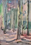 William Zorach, Forest Landscape, Watercolor Painting