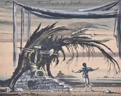 Surrealist by Eugene Berman, Watercolor Painting, sold Feb 2024