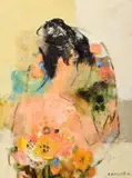 Noé Canjura, Figure with Mirror & Bouquet, Painting