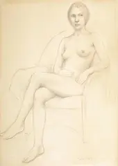 William Bailey, Female Nude, Drawing