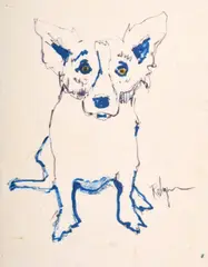 George Rodrigue, Study for Blue Dog, Drawing