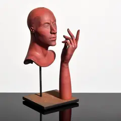 Ross Richmond, Glass Portrait & Hand, Sculpture