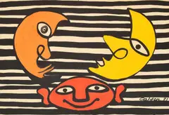 Alexander Calder, Two Moons, Gouache Painting