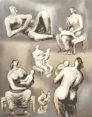 Untitled by Henry Moore, Figure Studies Lithograph, sold Apr 2022
