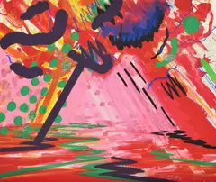 Abstract by Peter Alexander, Lithograph with Hand Painting, sold Apr 2022