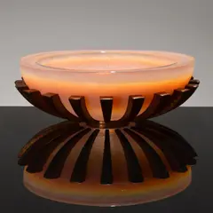 George Bucquet, Glass Ribbed, Bowl Sculpture