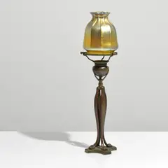 Tiffany Studios &, Louis Comfort Tiffany, Bronze Favrile Candlestick Lamp