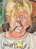Red Grooms, Portrait, Watercolor Painting