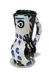 Pablo Picasso, Small Owl Jug, 1955, Turned pitcher of white earthenware clay, decoration in oxides and engraved by knife on white enamel
