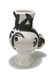 Wood-owl Woman by Pablo Picasso, 1951, Turned vase of white earthenware clay, engobe and paraffin decoration, white enamel, sold May 2014