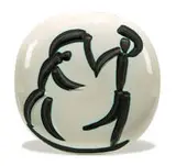 Pablo Picasso, Dancers, 1956, Small convex wall plaque of white earthenware clay, engraving accentuated with oxidized paraffin, glaze bath