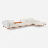 Let It Be modular sofa by Ludovica and Roberto Palomba, 2017, cast and polished aluminum, patinated steel, saddle leather, leather upholstery, webbing, sold May 2025