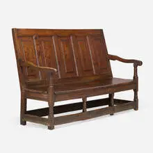 Georgian, Paneled settle, oak
