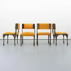 Paul Evans, Sculpted, Bronze Side Chairs