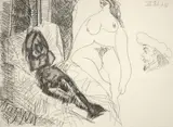 Pablo Picasso, Deux Femmes Avec Voyeur, Etching