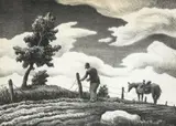 The Fence Mender by Thomas Hart Benton, Lithograph, sold Mar 2025