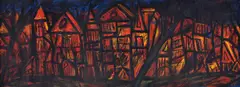 F. N. Souza, Town Scene, Abstract Painting