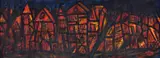 F. N. Souza, Town Scene, Abstract Painting