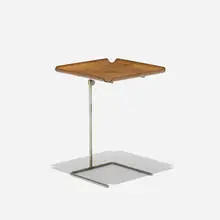 George Nelson & Associates, tray table model 4950, 1949, walnut plywood, chrome-plated steel