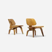 Charles and Ray Eames, LCWs, pair, 1945, birch plywood, rubber