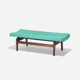 Jens Risom, bench, c. 1955, upholstery, walnut
