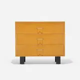 cabinet, model 4600 by George Nelson & Associates, 1946, combed oak, lacquered wood, zinc-plated steel, sold Feb 2016