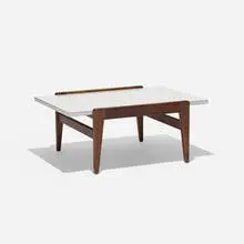 Jens Risom, coffee table, 1958, walnut, laminate