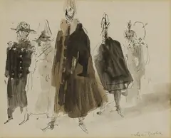 Feliks Topolski, Untitled, ink and watercolour 15.5 x 18.5cm .