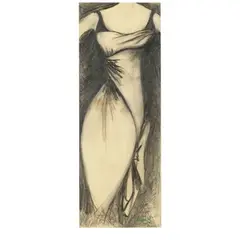 Charles James, Drawing of an Evening Gown (Dark Background), 1960, Graphite on paper