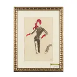 Serge Matta, Gray Suit Fashion Drawing for Schiaparelli circa 1950s, watercolor on paper