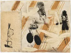 Neo Rauch, die gräben, 1992, Gouache, Öl, Bleistift und Wachsstift auf collagiertem Papier