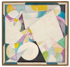 Edmund Kesting, Komposition mit Weiß, 1928, Öl, Tempera, Farbstift und Tusche auf Sperrholz auf Holz