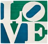 Chosen Love by Robert Indiana, c. 1995, Hand carved and tufted archival New Zealand wool on stretched canvas with natural latex backing, sold May 2014