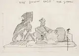 Red Grooms, Way Down East (Study), c. 1978, Charcoal on paper