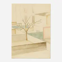 Miklos Suba, Our Yard No. 4, 1929, watercolor and graphite on paper