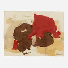 Esteban Vicente, Untitled (Black, Yellow, Red, Gray), 1962, collage on paper board